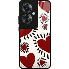 Spoyi Oppo Reno 11F 5g Brush Heart Tasarımlı Glossy Telefon Kılıfı