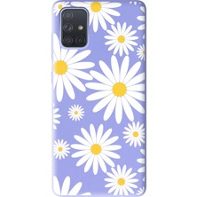 Spoyi Samsung A71 Big Daisy Tasarımlı Lila Lansman Telefon Kılıfı