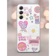 Spoyi Samsung A24 Pink Sticker Tasarımlı Şeffaf Telefon Kılıfı