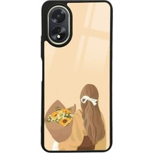 Spoyi Oppo A38 Çiçekli Kız Tasarımlı Glossy Telefon Kılıfı