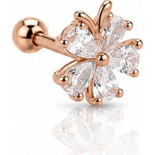 Nur Silver Rose Renkli Çiçek Çelik Tragus Küpe NUR-KE03396