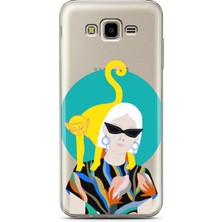 Spoyi Samsung J7 Core Yellow Monkey Tasarımlı Süper Şeffaf Telefon Kılıfı