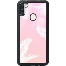 Spoyi Samsung A11 Beyaz Palmiye Tasarımlı Glossy Telefon Kılıfı