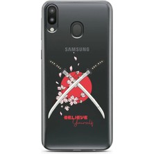Spoyi Samsung M20 Sakura Sword Tasarımlı Süper Şeffaf Telefon Kılıfı