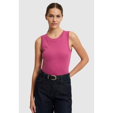 U.S. Polo Assn. Kadın Fuşya Bisiklet Yaka Basic Tişört 50323534-VR023