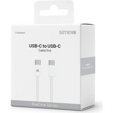 Simex  iPhone Samsung Xiaomi Uyumlu 60W Type-C To Type-C Hızlı Şarj Kablosu Ce Belgeli Örgülü 1 mt -Spk-16