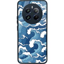 Spoyi Oppo Realme 12 Pro Plus Mavi Dalga Tasarımlı Glossy Telefon Kılıfı