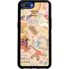 Spoyi Oppo Realme C2 Vintage Sticker Tasarımlı Glossy Telefon Kılıfı