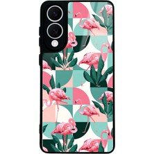 Spoyi Samsung S25 Edge Retro Flamingo Duvar Kağıdı Tasarımlı Glossy Telefon Kılıfı