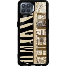 Spoyi Oppo Reno 4 Lite Zebra Gazete Tasarımlı Glossy Telefon Kılıfı