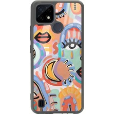 Spoyi Oppo Realme C21 Suluboya Retro Göz Tasarımlı Glossy Telefon Kılıfı