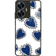 Spoyi Oppo Realme C55 Mavi Kalp Tasarımlı Glossy Telefon Kılıfı
