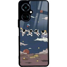 Spoyi Tecno Camon 19 Salıncaklı Astronot Tasarımlı Glossy Telefon Kılıfı