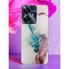 Spoyi Oppo Realme C55 Duman Mermer Tasarımlı Şeffaf Telefon Kılıfı