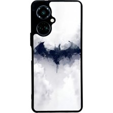 Spoyi Tecno Camon 19 Beyaz Batman Tasarımlı Glossy Telefon Kılıfı