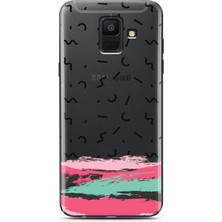 Spoyi Samsung A6 Brush Pattern Tasarımlı Süper Şeffaf Telefon Kılıfı