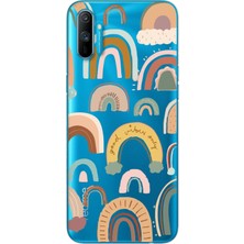 Spoyi Realme C3 Nude Rainbow Tasarımlı Süper Şeffaf Telefon Kılıfı