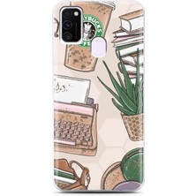 Spoyi Samsung M30S Starbucks Tasarımlı Süper Şeffaf Telefon Kılıfı