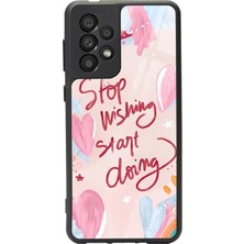 Spoyi Samsung A-33 Pembe Motto Tasarımlı Glossy Telefon Kılıfı
