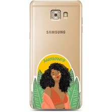 Spoyi Samsung C7 Pro Summer Lady Tasarımlı Süper Şeffaf Telefon Kılıfı