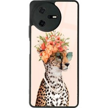 Spoyi Casper Via A40 Influencer Leopar Kedi Tasarımlı Glossy Telefon Kılıfı