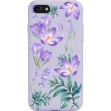 Spoyi Iphone 7 - 8 - Se Kış Çiçeği Tasarımlı Lila Lansman Telefon Kılıfı
