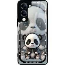 Spoyi Vivo Y19 White Lucky Panda Tasarımlı Glossy Telefon Kılıfı