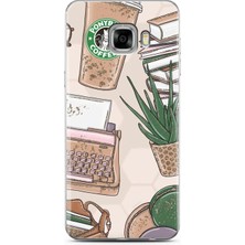 Spoyi Samsung C5 Starbucks Tasarımlı Süper Şeffaf Telefon Kılıfı