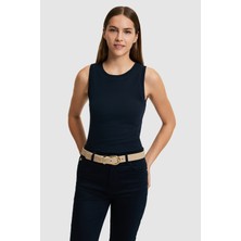 U.S. Polo Assn. Kadın Lacivert Bisiklet Yaka Basic Tişört 50323534-VR033