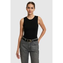 U.S. Polo Assn. Kadın Siyah Bisiklet Yaka Basic Tişört 50323534-VR046