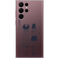 Spoyi Samsung S22 Ultra Best Friend Tasarımlı Süper Şeffaf Telefon Kılıfı
