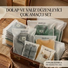 Fermuarlı Yarım Mat Buzlu Şeffaf Tekstil Saklama Torbası Seti, 140 Mikron, Bpa Içermez (5 Farklı Ölçü Her Ölçüden 5'er Adet -Toplam 25 Parça)