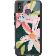Spoyi Tecno Spark 6 Go Suluboya Çiçek Tasarımlı Glossy Telefon Kılıfı