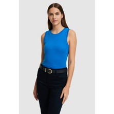 U.S. Polo Assn. Kadın Kobalt Bisiklet Yaka Basic Tişört 50323534-VR077