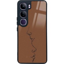 Spoyi Vivo V40 Lite Kahve Silüet Tasarımlı Glossy Telefon Kılıfı