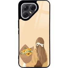 Spoyi Tecno Pova 7 Pro Çiçekli Kız Tasarımlı Glossy Telefon Kılıfı