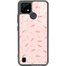 Spoyi Oppo Realme C21 Pudra Yapraklı Tasarımlı Glossy Telefon Kılıfı