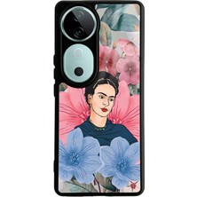 Spoyi Vivo V40 Flowers Frida Kahlo Tasarımlı Glossy Telefon Kılıfı