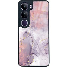 Spoyi Vivo V40 Lite Fuşya Mermer Tasarımlı Glossy Telefon Kılıfı