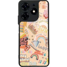 Spoyi Tecno Spark 10 Pro Vintage Sticker Tasarımlı Glossy Telefon Kılıfı