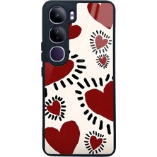 Spoyi Vivo V40 Lite Brush Heart Tasarımlı Glossy Telefon Kılıfı