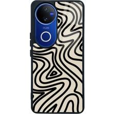 Spoyi Vivo V50 Bej Geometrik Tasarımlı Glossy Telefon Kılıfı