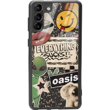 Spoyi Samsung S-21 Plus Retro Sticker Tasarımlı Glossy Telefon Kılıfı