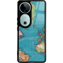 Spoyi Vivo V40 Atlantic Map Tasarımlı Glossy Telefon Kılıfı