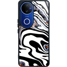 Spoyi Vivo V50 Beyaz Mermer Tasarımlı Glossy Telefon Kılıfı