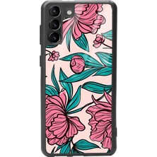 Spoyi Samsung S-21 Plus Fuşya Çiçekli Tasarımlı Glossy Telefon Kılıfı