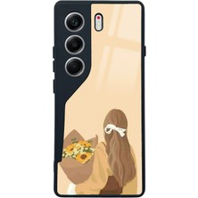 Spoyi Tecno Camon 40 Çiçekli Kız Tasarımlı Glossy Telefon Kılıfı