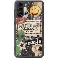 Spoyi Samsung S21 Retro Sticker Tasarımlı Glossy Telefon Kılıfı