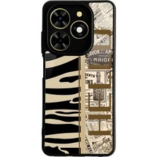 Spoyi Tecno Spark Go 2024 Zebra Gazete Tasarımlı Glossy Telefon Kılıfı