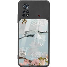 Spoyi Poco X4 Pro Suluboya Leylek Tasarımlı Glossy Telefon Kılıfı